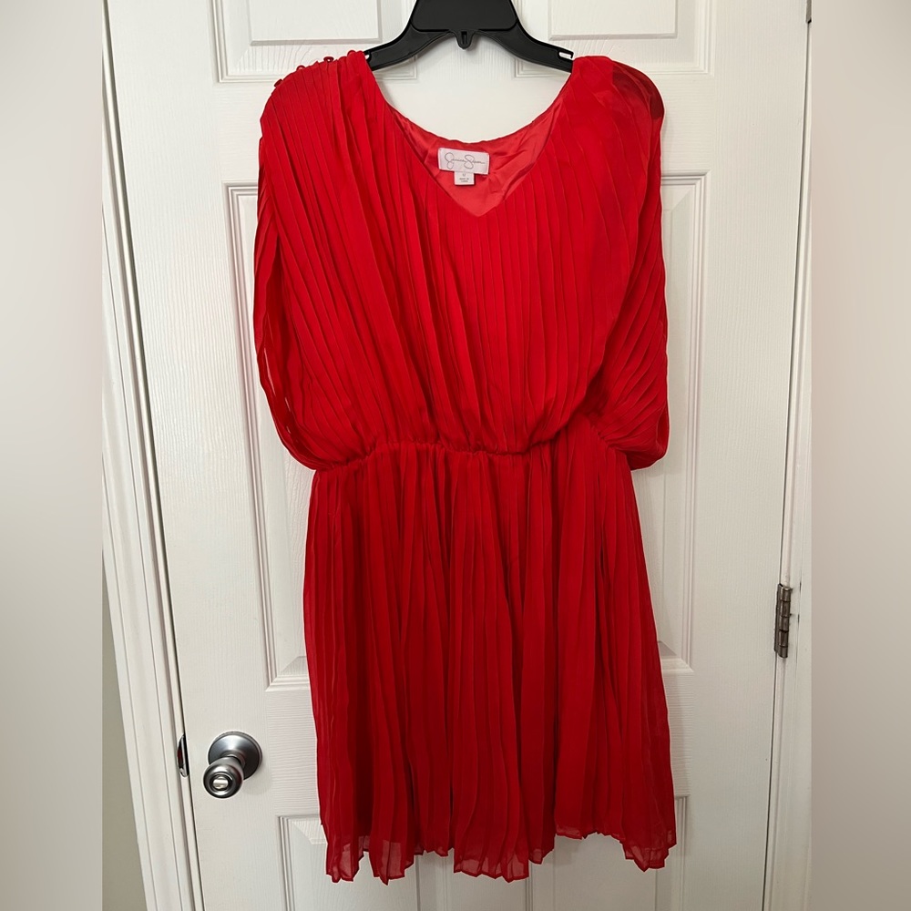 Jessica Simpson red chiffon dress